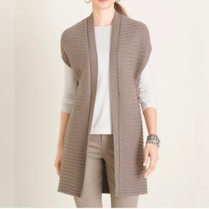 Chico's Shimmer Rib-Detail Open Front Sweater Vest Size 2 Large
